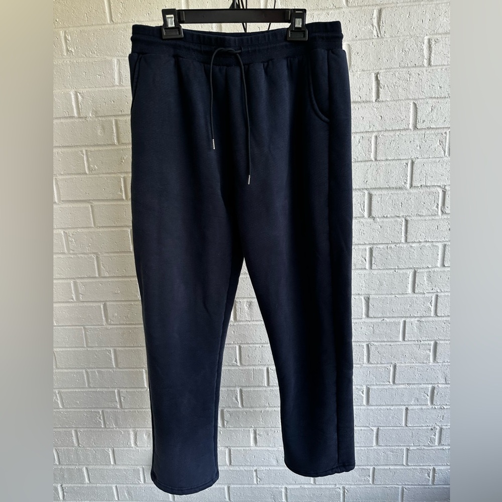 Lentta Men's Navy Fleece Sweatpants Warm Athletic Sherpa Lined Track Joggers XXL